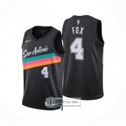 Camiseta San Antonio Spurs DeAaron Fox NO 4 Ciudad 2025-26 Negro